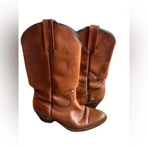 Rare Vintage Men's Frye Boots Cowboy Western Brown Leather 80s Retro US 10.5 D